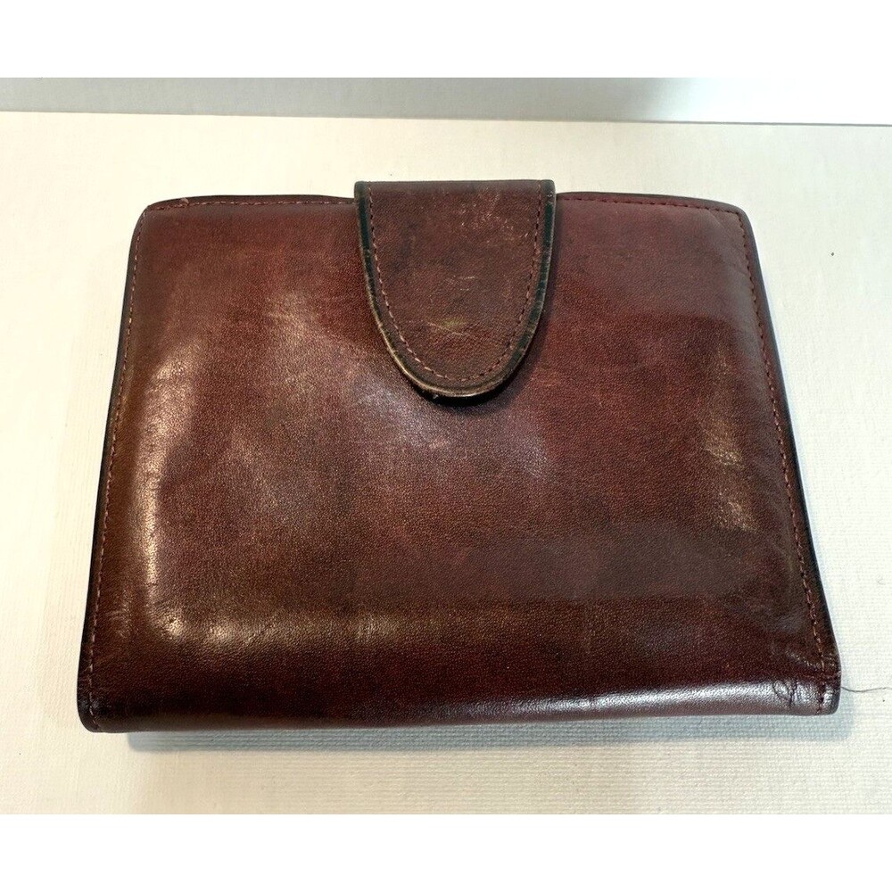 Vintage Rolfs Cowhide Leather Wallet Trifold Brown Coin Purse 4x5 80's